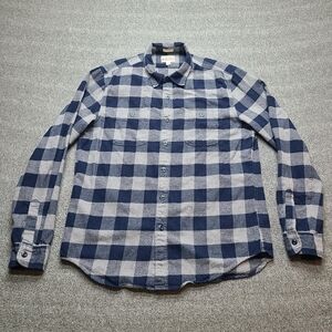 J.Crew Slim Midweight Flannel Shirt Mens Large Blue Plaid Double Brushed